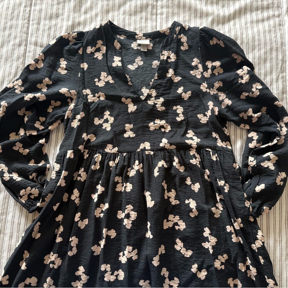 a new day Black Midi Dress with Cream Floral Print and Puff Sleeves - Picture 16 of 16